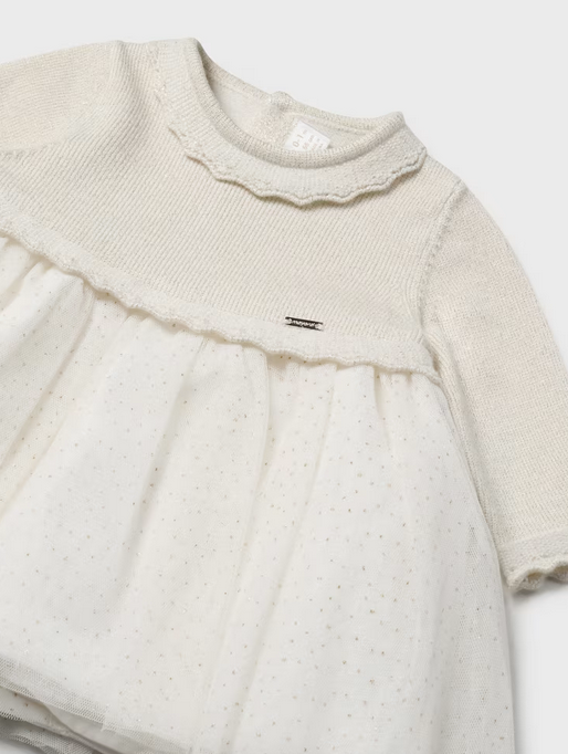 2806 Infant Girls Glitter Skirt Knit Top Combined - Champagne