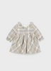 2808 Infant Girls Plaid Ruffle Neck Dress - Walnut