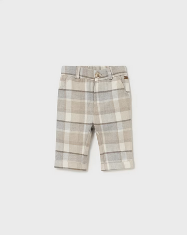 2522 Infant Boys Checked Flannel Plaid Pants - Walnut