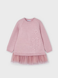 4918 Mini Girls Combined Knit Dress - Rose