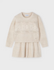 4935 Mini Girls Tricot Skirt and Sweater Set - Sand