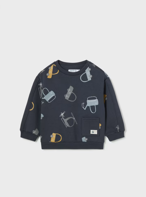 2462 Baby & Toddler Printed Pullover Car Sweatshirt - Petroleum