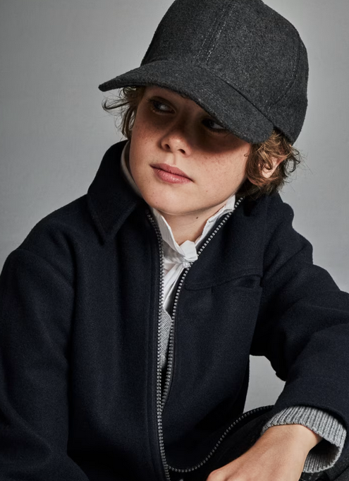 7106 Tween/Teen Boys Knit Zip Modern Car Coat - Navy