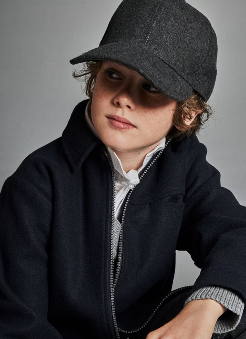 7106 Mayoral Tween/Teen Boys Knit Zip Modern Car Coat - Navy