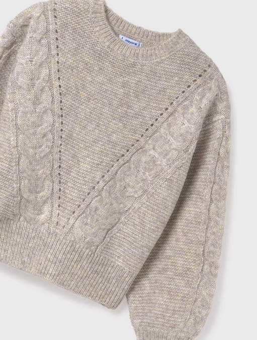7310 Mayoral Tween/Teen Girls Textured Jumper - Stone Mix