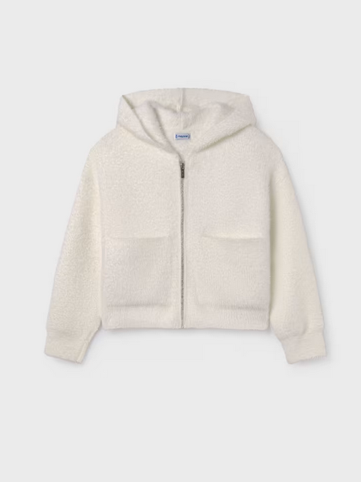 7317 Tween/Teen Girls Fuzzy Zippered Hoodie - Natural