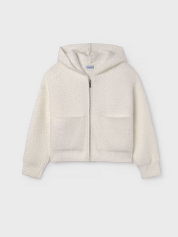 7317 Tween/Teen Girls Fuzzy Zippered Hoodie - Natural