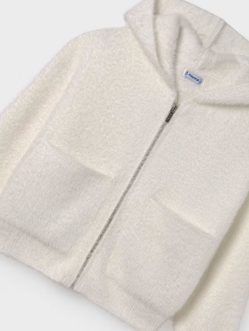 7317 Tween/Teen Girls Fuzzy Zippered Hoodie - Natural