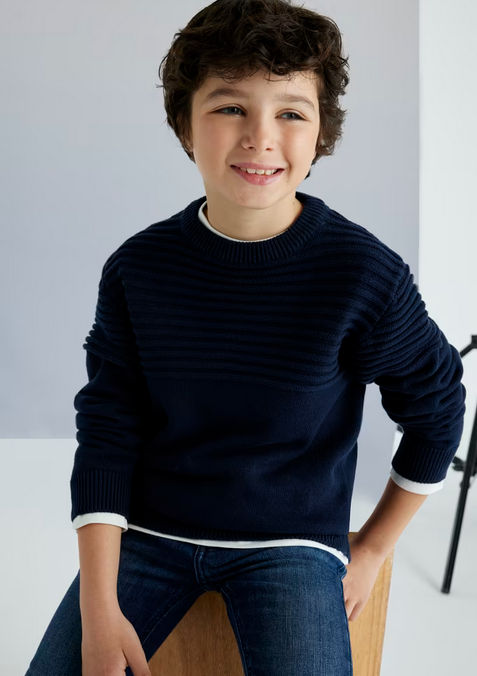 7392 Mayoral Tween/Teen Boys Jaquard Jumper - Navy