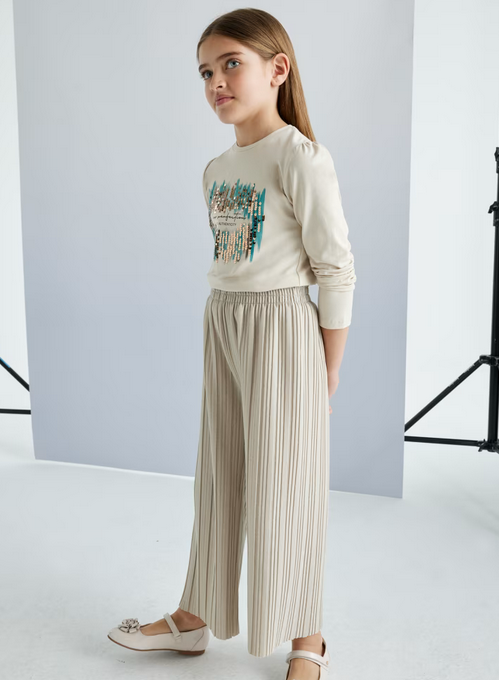 7544 Mayoral Tween/Teen Girls Pleated Pants - Champagne