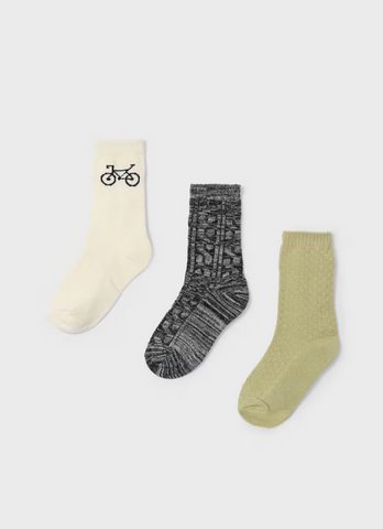 10804 Mayoral Mini/Teen Boys 3-Piece Sock Set - Pencil