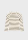 2046 Baby & Toddler Girls Natural Striped Knit Mockneck - Bark