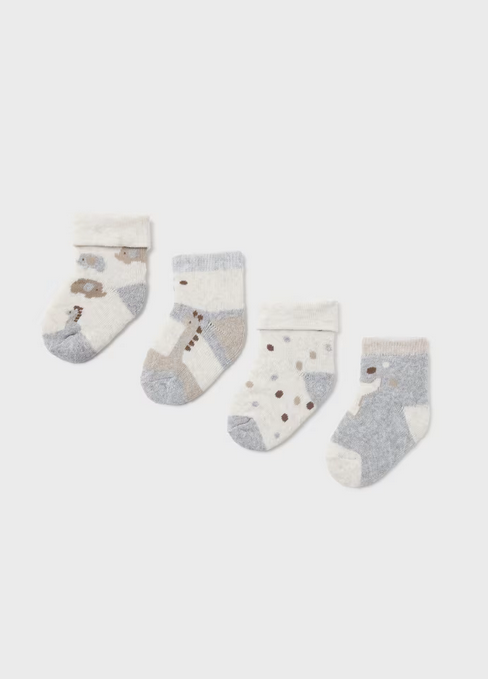 9759 Baby & Toddler 4-Piece Animal Print Sock Set - Grey