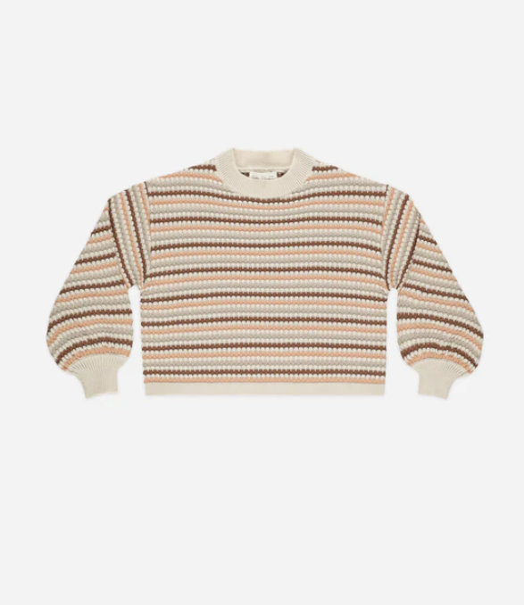 Rylee + Cru Boxy Cropped Sweater - Honeycomb Stripe