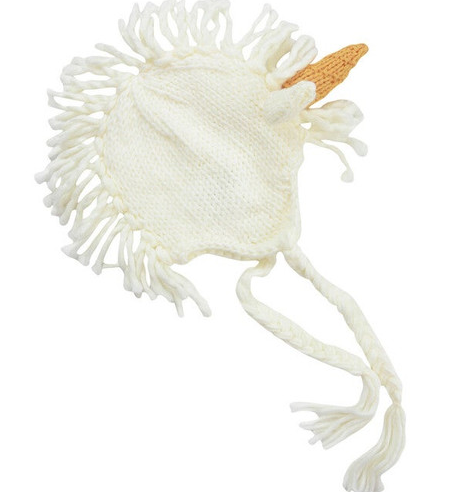 Blueberry Hill Knit Unicorn Hat, White/Mustard