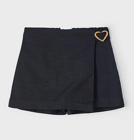 3906 Mini Girls Heart Buckle Wrap Skort - Black