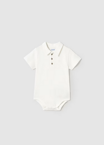 1744 Baby & Toddler Eco-Sustainable Collared Textured Henley Polo - Cream