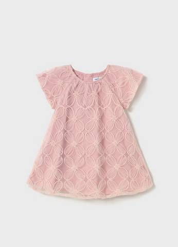 1982 Baby & Toddler Embroidered Tulle Dress - Rose