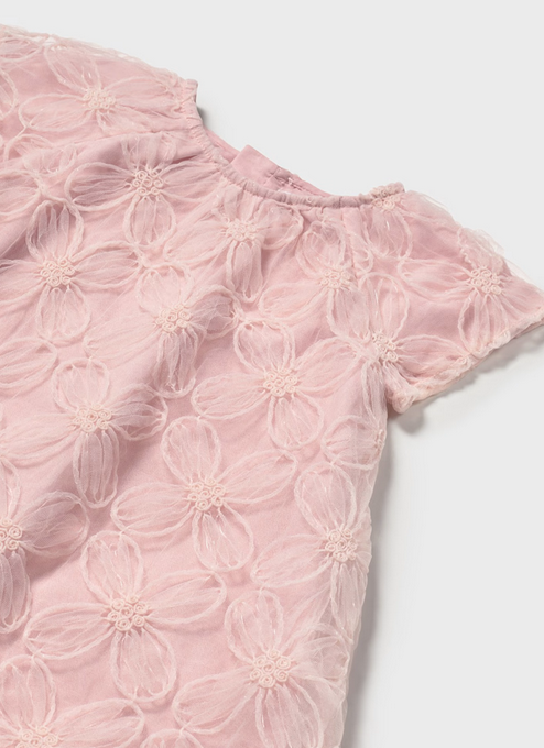 1982 Baby & Toddler Embroidered Tulle Dress - Rose