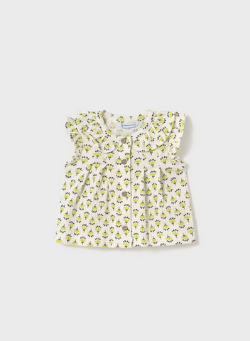 1105 Baby & Toddler Ruffled Sleeveless Button Front Shirt - Pistachio Flower
