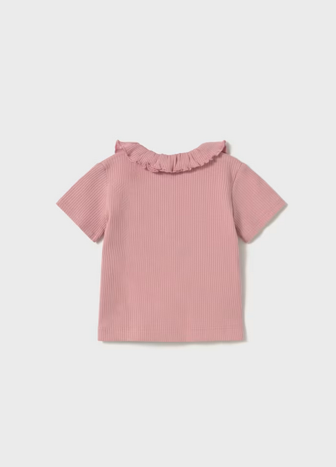 1104 Baby & Toddler Ribbed Ruffled Collar Henley Polo - Rose
