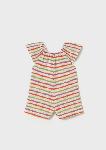 1837 Baby & Toddler Striped Flutter Sleeve Short Romper - Carrot