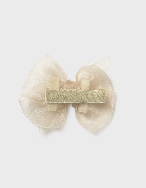 9888 Mayoral Baby/Toddler Girls Organza Headband & Nonslip Hair Clip Set, 2PC - Champagne