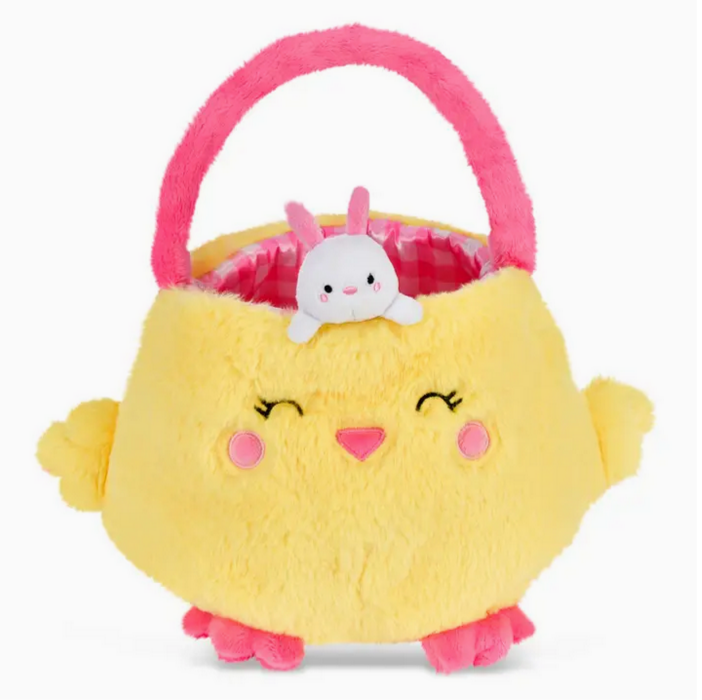 Easter Basket - Large, Plush Yellow Chick