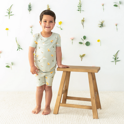 Kyte Bamboo UNISEX Short Sleeve Pajamas - Aloe Chick