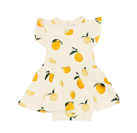 Kyte Bamboo Twirl Bodysuit Dress - Lemon