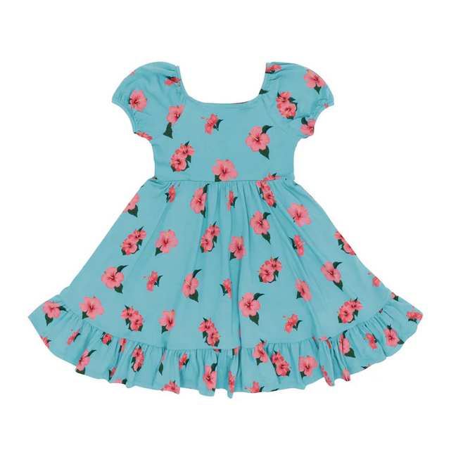 Kyte Puff Sleeve Twirl Dress - Hibiscus