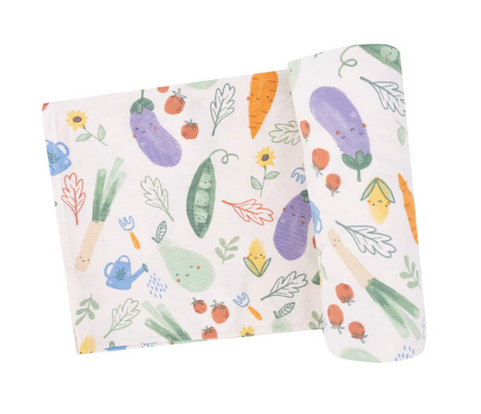 Angel Dear Bamboo Swaddle Blanket - UNISEX Light Veggie Patch