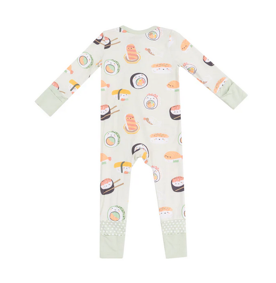 Angel Dear Bamboo L/S 2 Way Zipper Convertible Romper - UNISEX Sushi Sage Green