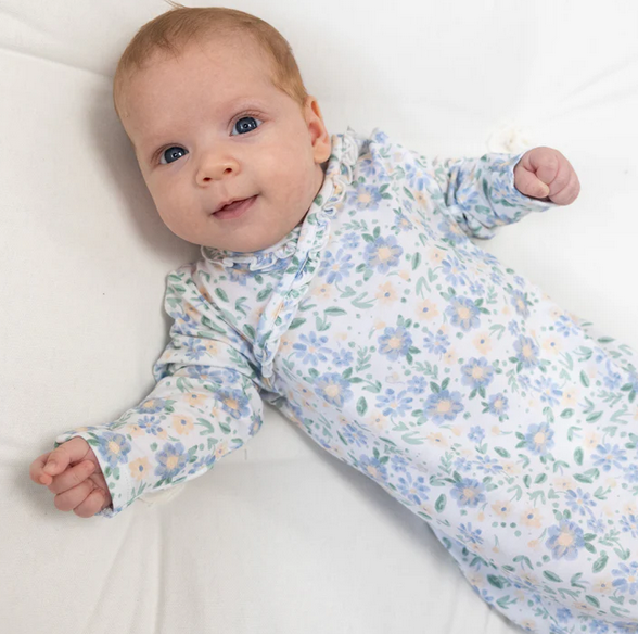 Angel Dear Bamboo L/S Kimono Elastic Opening Sleep Gown, Baby Veronica Blue Floral