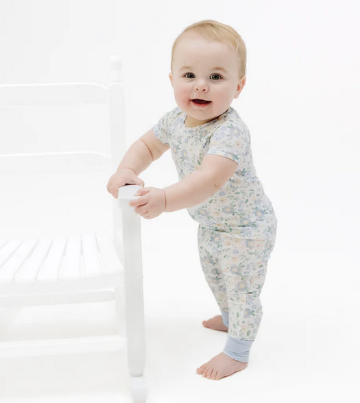 Angel Dear Bamboo S/S PJ Lounge Set - Baby Veronica Blue Floral