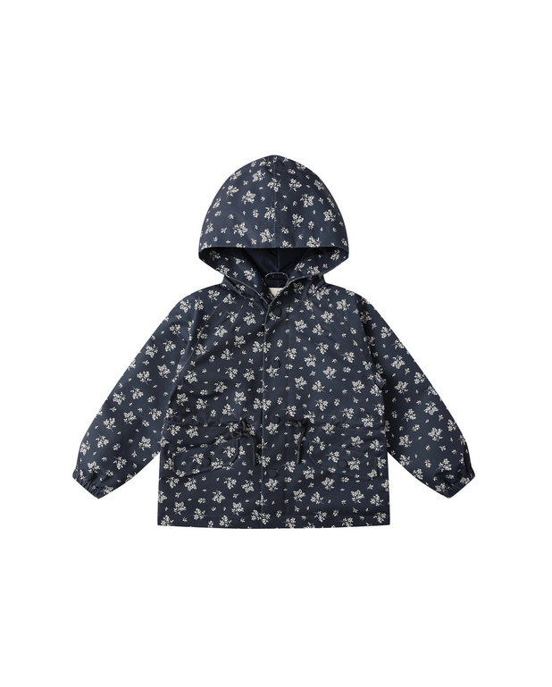 Rylee + Cru Mini Girls Eco-Recycled Materials Hooded Raincoat - Blue Floral