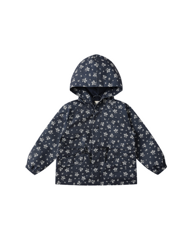 Rylee + Cru Mini Girls Eco-Recycled Materials Hooded Raincoat - Blue Floral