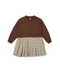 Rylee + Cru Mini Girls Sweatshirt Dress, Vintage Bloom Brown