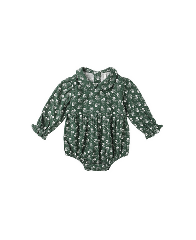 Rylee + Cru L/S Baby Bubble Romper - Cora Forest Green Floral