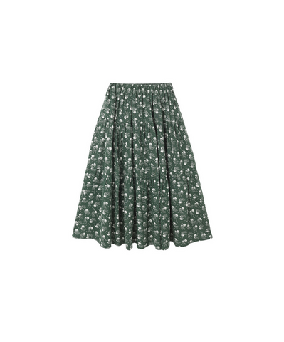 Rylee + Cru Mini Girls Sabrina Tiered Midi Skirt - Forest Green Ditsy Floral
