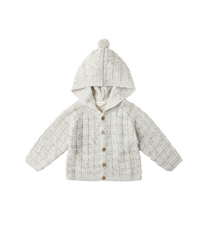 Rylee + Cru UNISEX Knit Tassel Hooded Cardigan Sweater - Oatmeal Speckle
