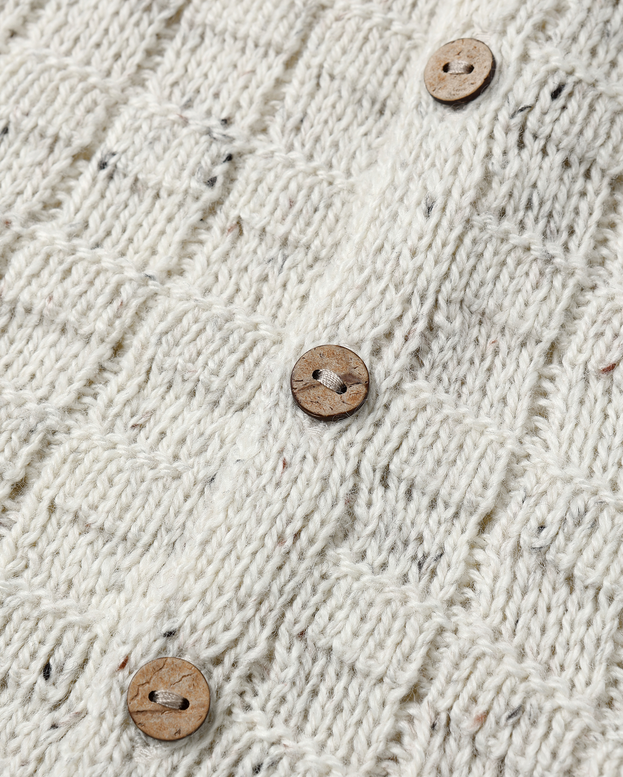 Rylee + Cru UNISEX Knit Tassel Hooded Cardigan Sweater - Oatmeal Speckle