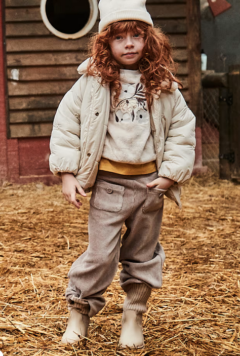 4575 Mini Girls Wide Leg Soft Velour Corduroy Pants - Mole Tan