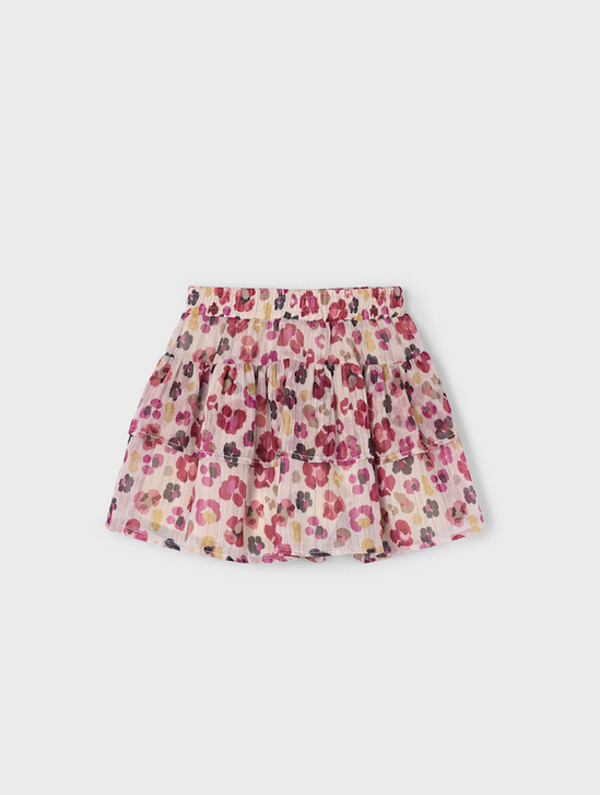 4902 Mini Girls Layered Ruffled Gauze Skirt - Cherry