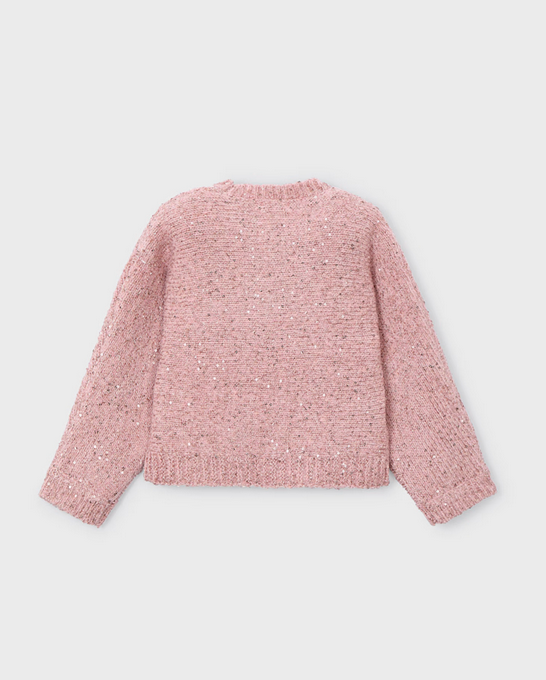 4306 Mini Girls Eco-Recycled Materials Knit Sequined Sweater - Makeup Blush Pink