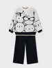 4583 Mini Girls Eco-Recycled Fibers 2PC Knit Sweater and Wide Leg Knit Pant Set - Kitty Cat Black