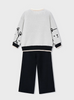 4583 Mini Girls Eco-Recycled Fibers 2PC Knit Sweater and Wide Leg Knit Pant Set - Kitty Cat Black
