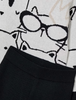 4583 Mini Girls Eco-Recycled Fibers 2PC Knit Sweater and Wide Leg Knit Pant Set - Kitty Cat Black