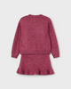 4934 Mini Girls Eco-Recycled Fibers 2PC Tricot Knit Sweater and Skirt Set - Cherry Red