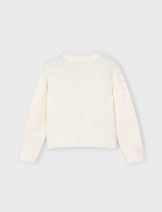 4307 Mini Girls Plush Fuzzy Sweater - Natural White